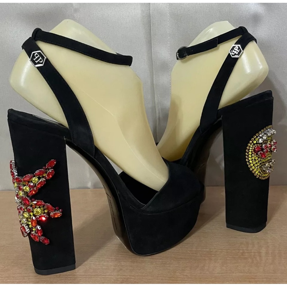 AUTHENTIC Philipp Plein black crystal embellished platform